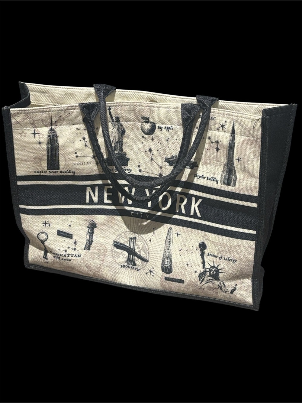 New York City Graphic Tote Bag - Black and Cream